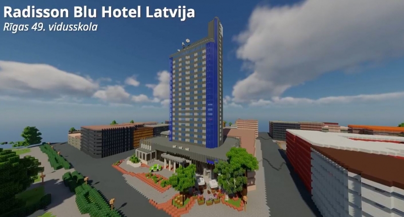  3. vieta – Rīgas 49.vidusskola par Viesnīcas Latvija virtuālo būvi