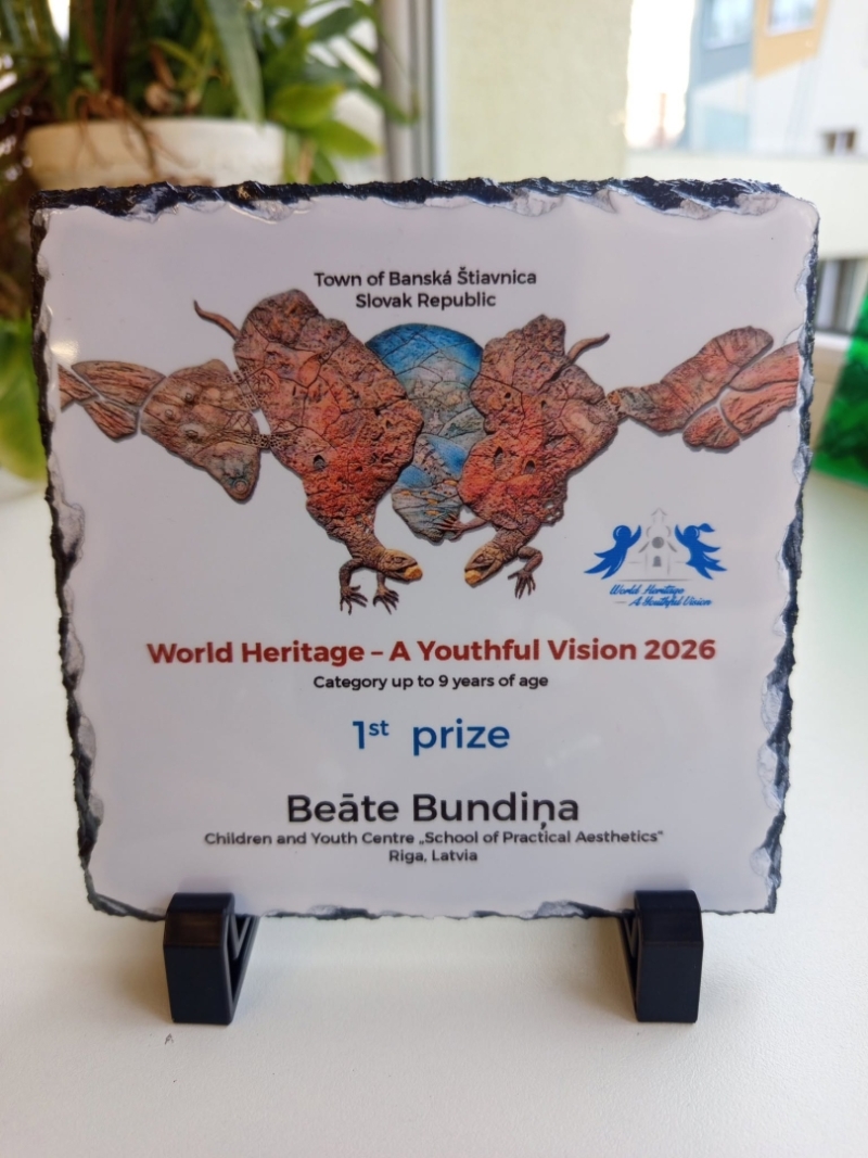 1. vieta starptautiskajā bērnu vizuālās mākslas konkursā “World Heritage – A Youthful Vision”