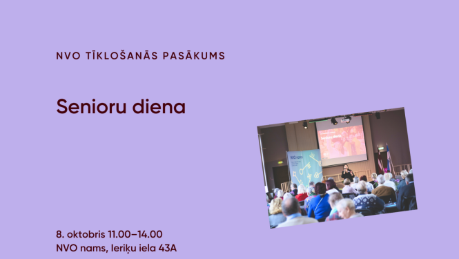 Vizuālis "Senioru diena" ar nosaukumu un datumu