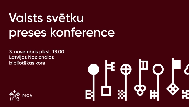 Vizuālis ar informāciju par preses konferences norises vietu un lailku