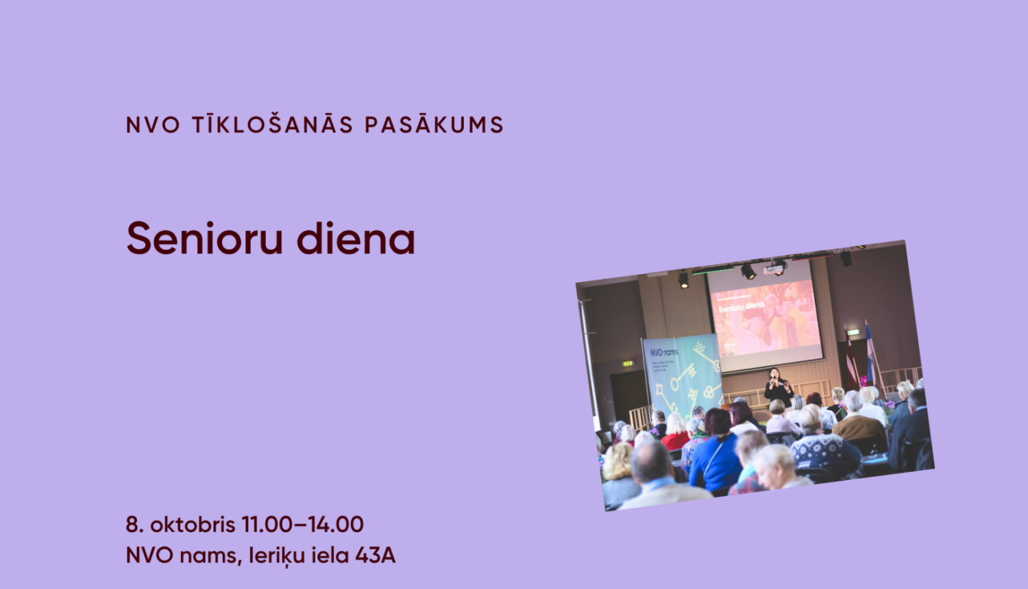 Vizuālis "Senioru diena" ar nosaukumu un datumu