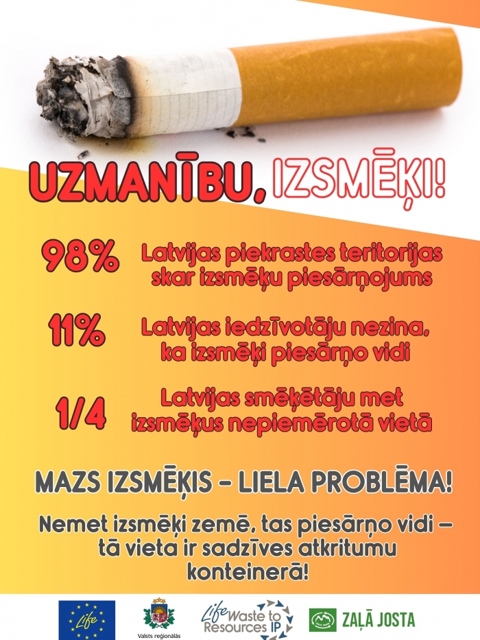 Izglītojošs plakāts par izsmēķiem