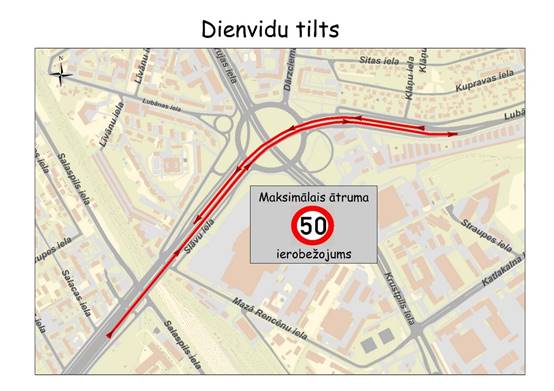 Ātruma ierobežojums uz Dienvidu tilta