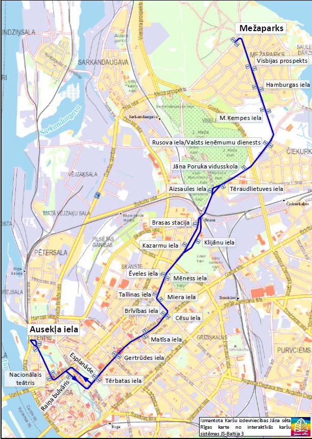 Sabiedriskā transporta maršruta karte
