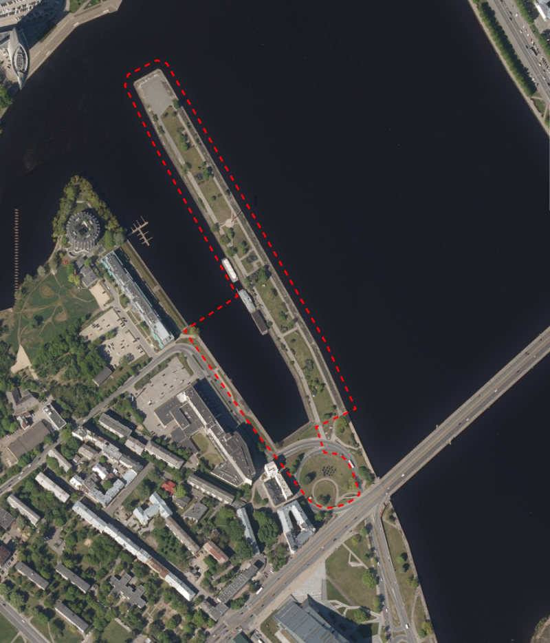 AB dambis karte, iezīmēta metu konkursa teritorija