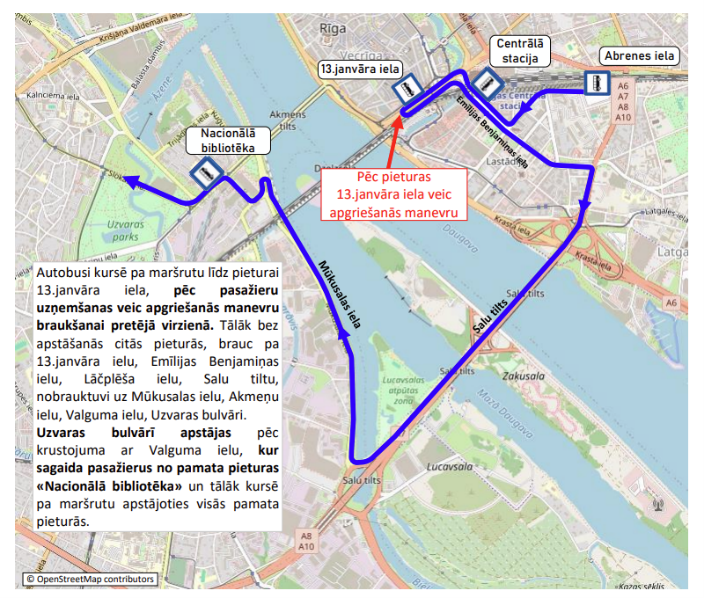 22. autobusa apvedceļa shēma