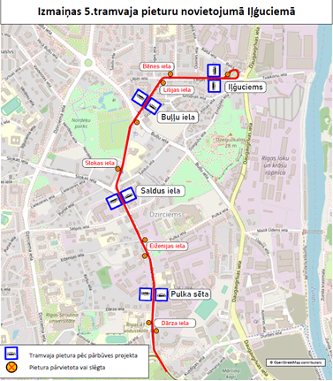 Karte ar 5.tramvaja maršrutu