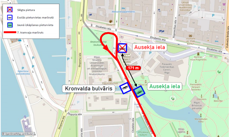 7.trmavaja mršrta izmaiņu karte