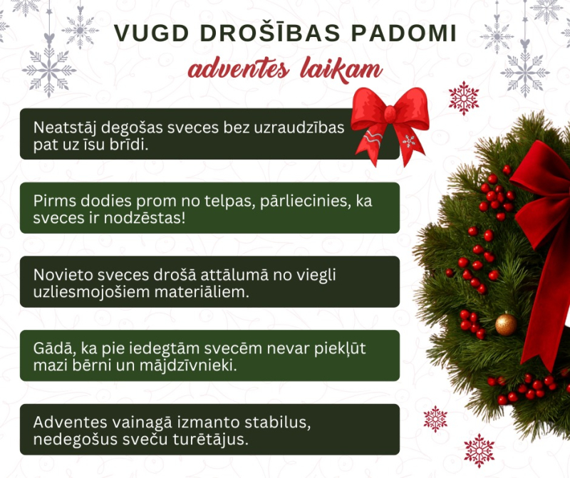 VUGD drošības padomi adventes laikam