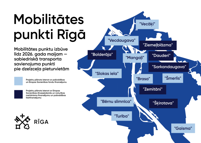 Mobilitātes punkti Rīgā karte