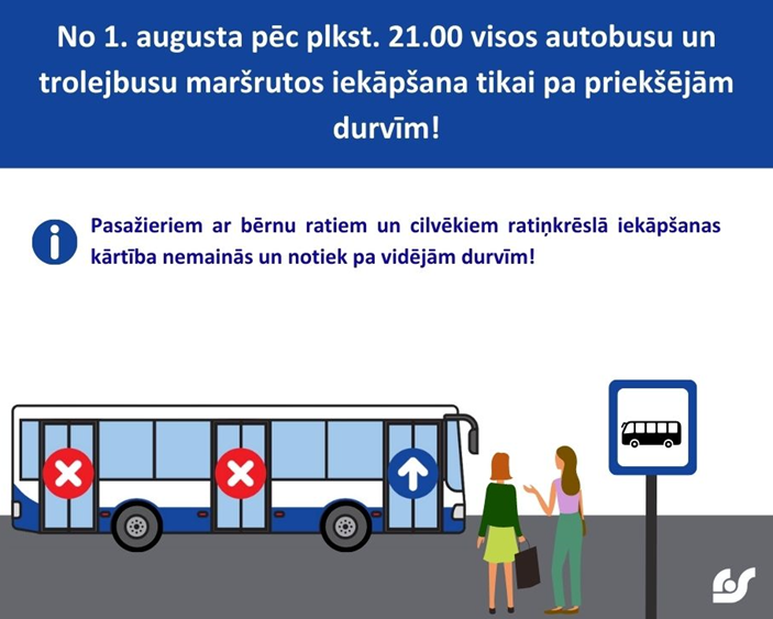 Iekāpšana transportlīdzeklī pa pirmajām durvīm