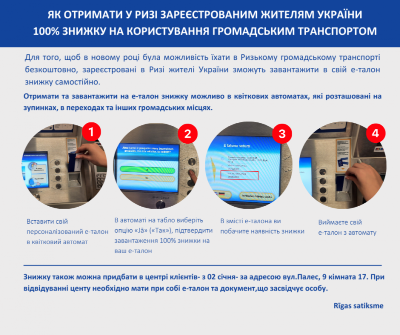 Kā Ukrainas civiliedzīvotājiem pagarināt atlaidi sabiedriskajā transportā Ukraiņu valodā