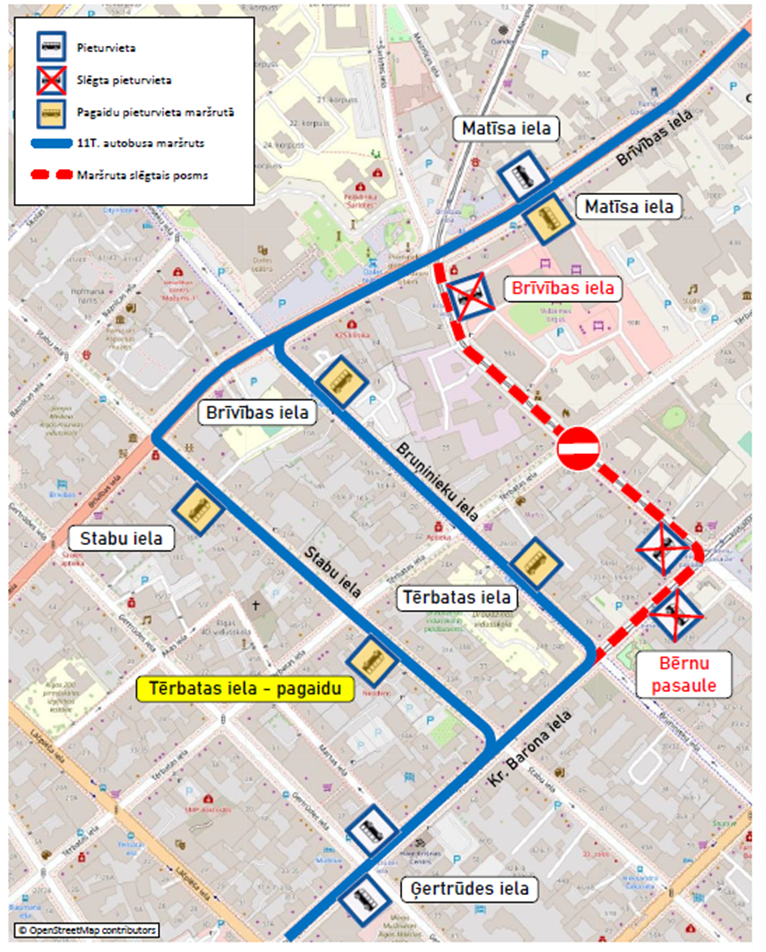 Izmaiņas 11T autobusa maršrutā