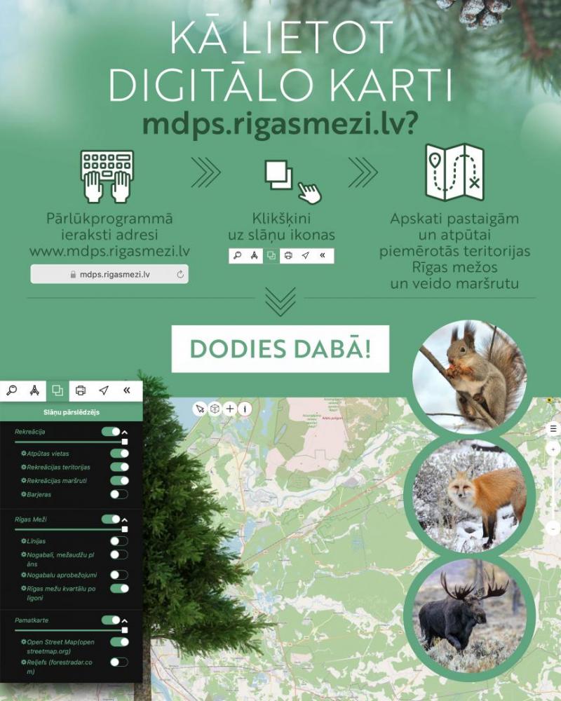 Kā lietot digitālo karti pastaigām Rīgas mežos