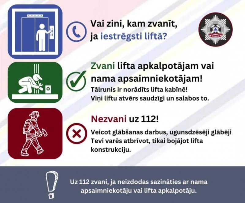 Kam zvanit, ja esi iesprūdis liftā?