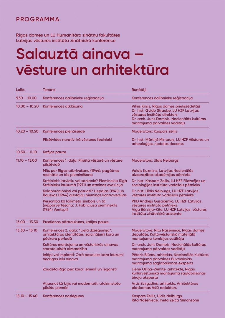Konferences “Salauztā ainava – vēsture un arhitektūra” programma