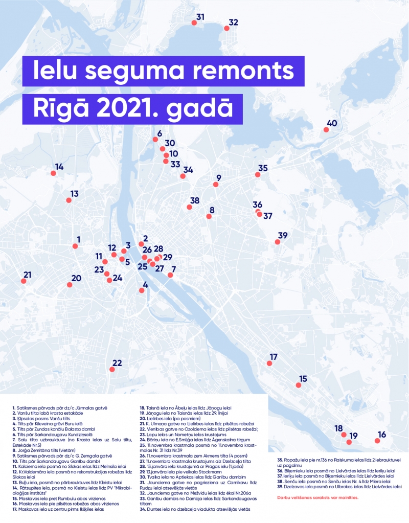 Rīgas ielu remontdarbu karte