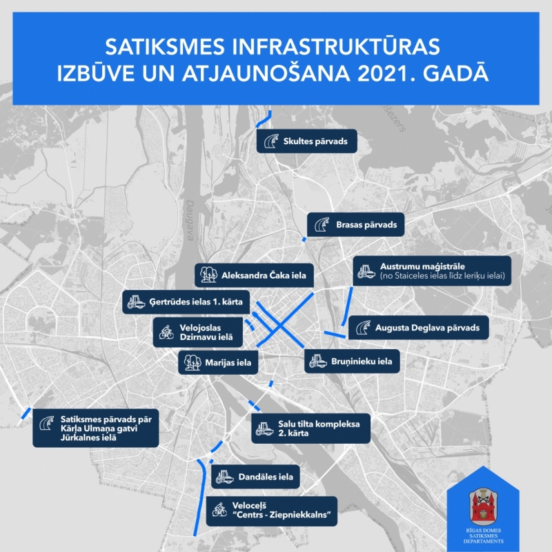 Satiksmes infrastruktūras izbūve un atjaunošanai 2021.gadā