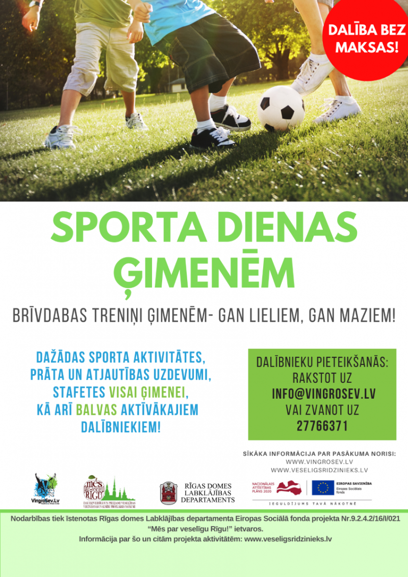 Ģimeņu sporta dienu plakāts