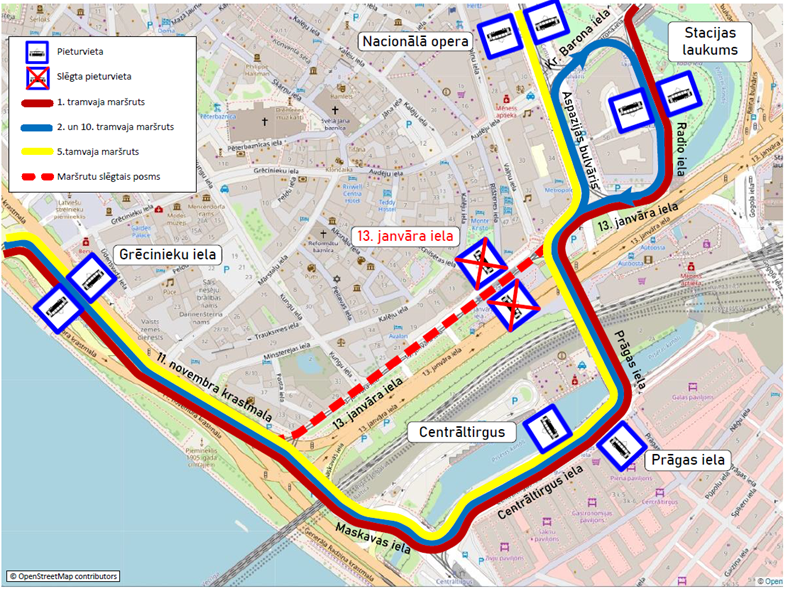 Tramvaju kustības13,janvāra ielā