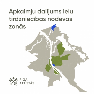 Apkaimju dalījums ielu tirdzniecības nodevas zonās