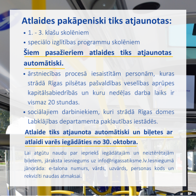 Atlaides sabiedriskajā transporta pakāpeniski tiks atjaunotas