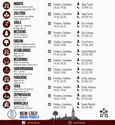 Bezmaksas sporta nodarbības apkaimēs