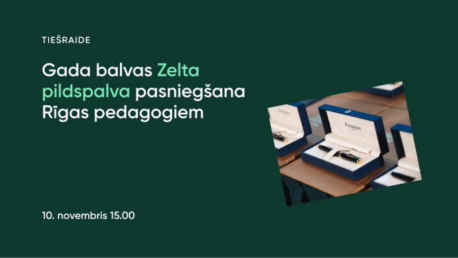 Vizuālis Gada balvas Zelta pildspalva pasniegšana 