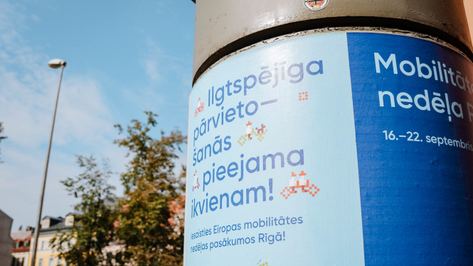 Mobilitātes nedēļas vizuālis pilsētvidē