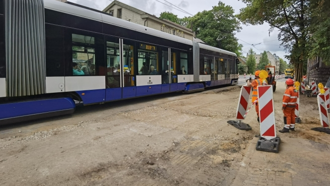 Tramvaja sliežu remonts