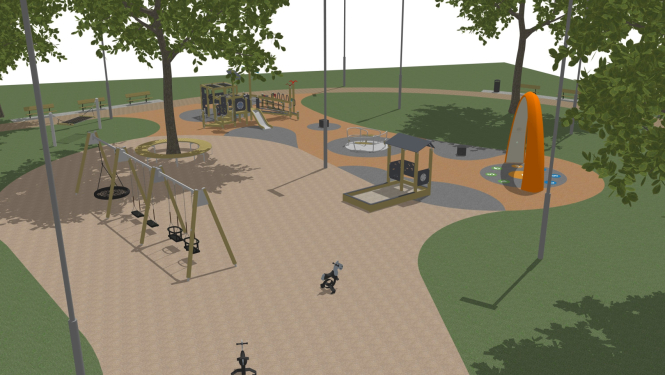 Rotaļu laukuma Ēbelmuižas parkā vizualizācija