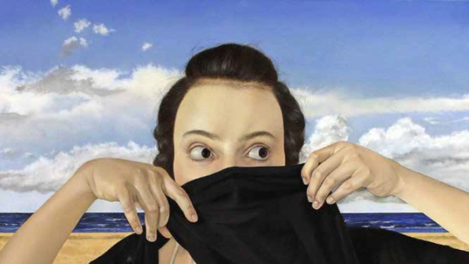 Gleznā meitene pie jūras