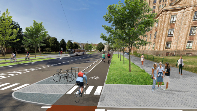 Vilhelma Purvīša ielas veloceļa vizuālizācija 