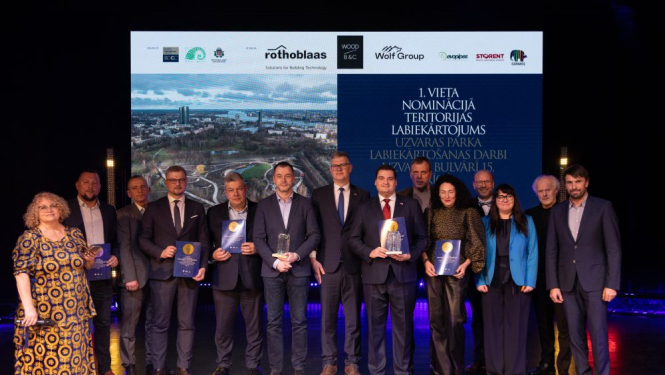 Būvniecības gada balvas nominācija tērtorijas labiekārrojums saņēmēji