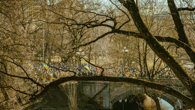 Cilvēki ar karogiem