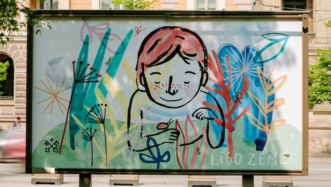 Līgo plakāts pilsētvidē