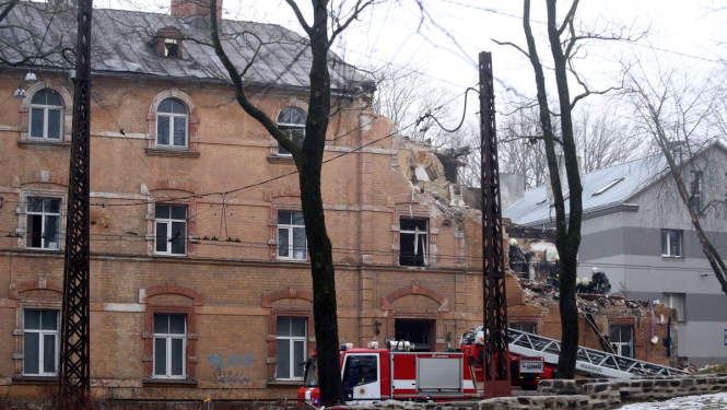 Melnsila ielā sprādzienā cietušā ēka