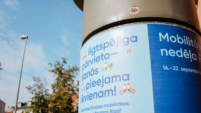 Mobilitātes nedēļas vizuālis pilsētvidē