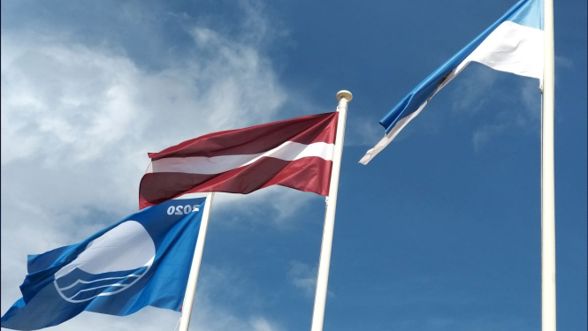 Zilais karogs, Latvijas karogs un Rīgas karogs