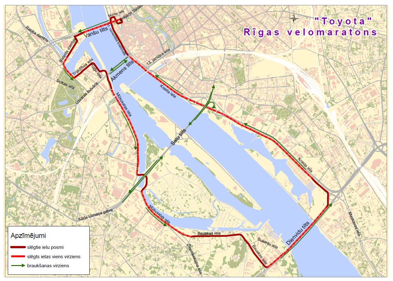 Rīgas velomaratona karte