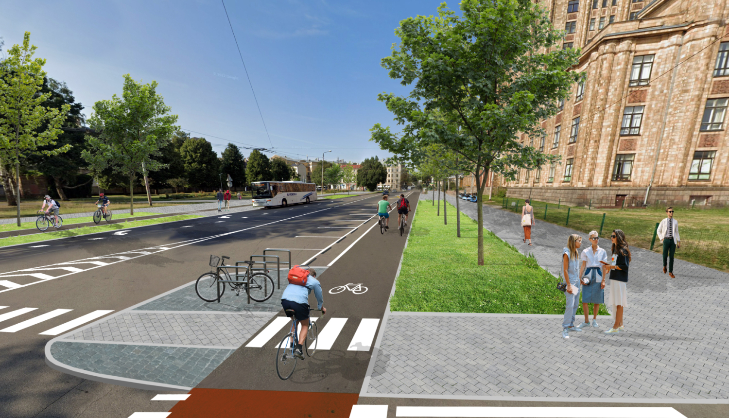 Vilhelma Purvīša ielas veloceļa vizuālizācija 
