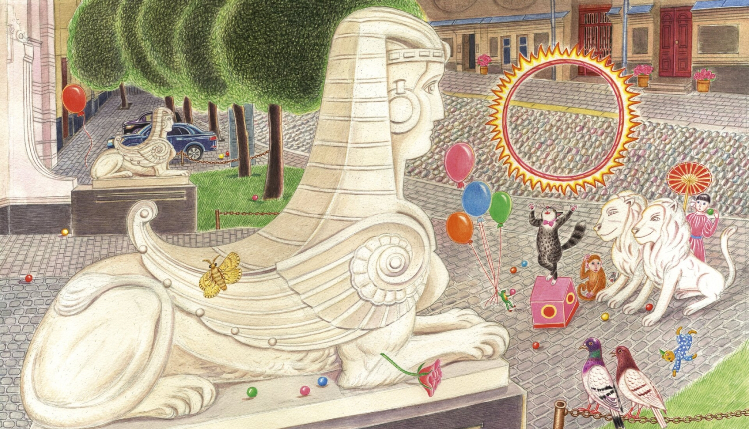 Anitas Paegles zīmējums M. Cielēnas grāmatai “Sfinksas Albertas smaids”