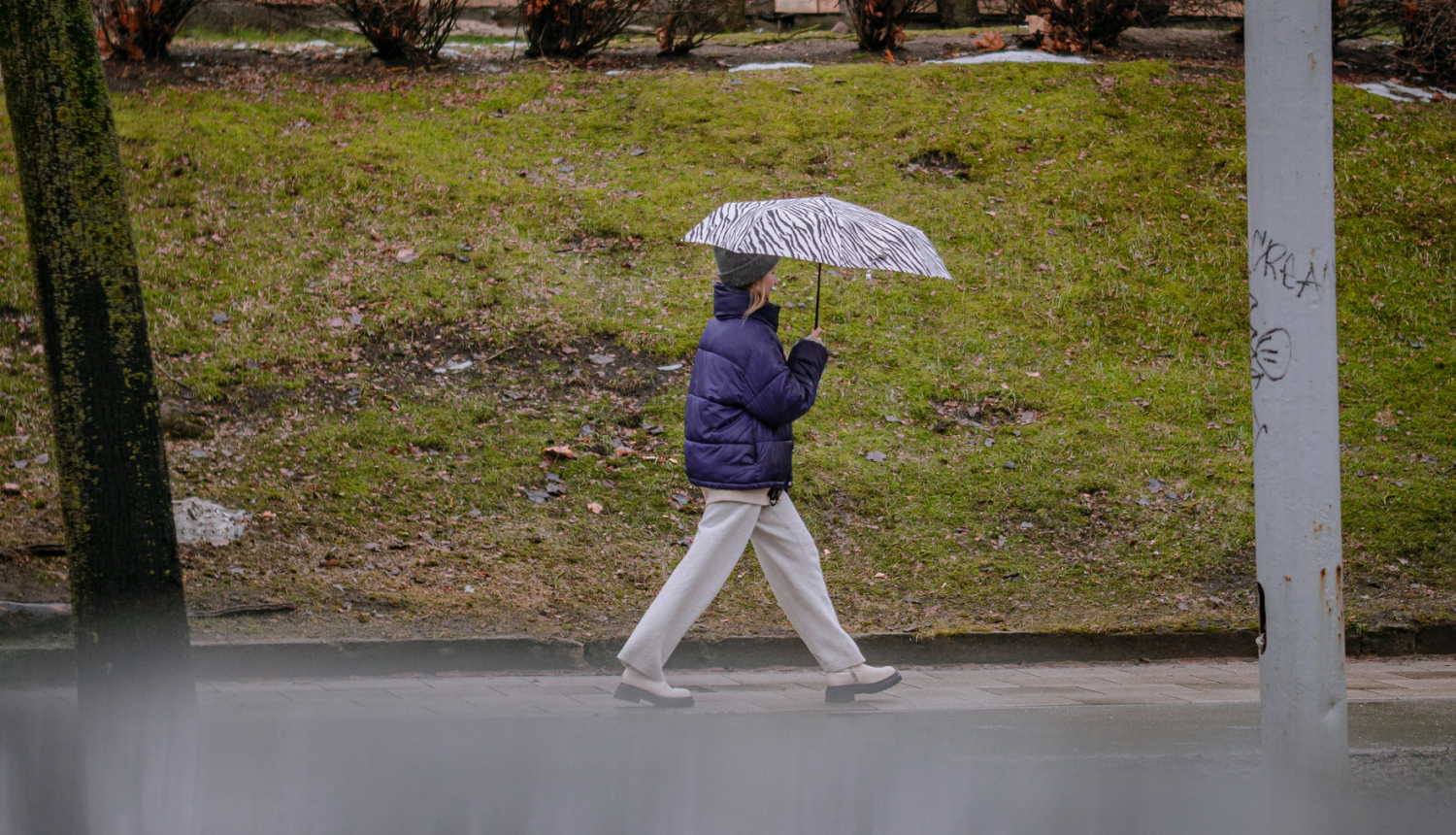 Cilvēks ar lietussargu