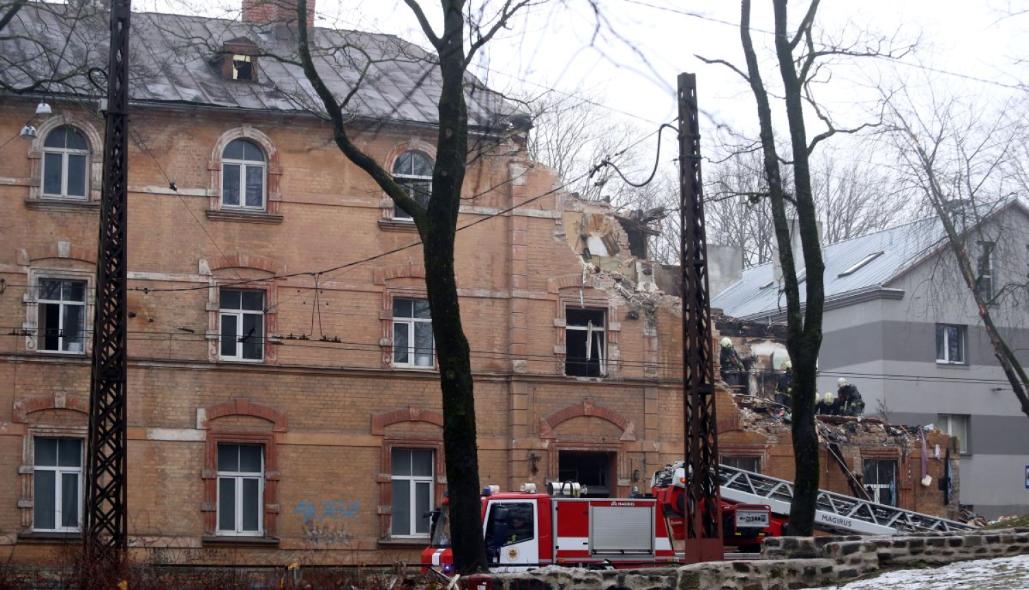 Melnsila ielā sprādzienā cietušā ēka