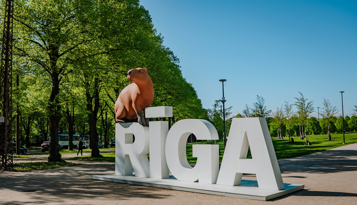 Straumes kapibara uz Rīgas burtiem