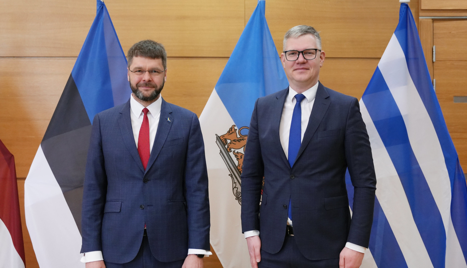 Tallinas mērs Jevgeņijs Osinovskis un Rīgas domes priekšsēdētājs Vilnis Ķirsis