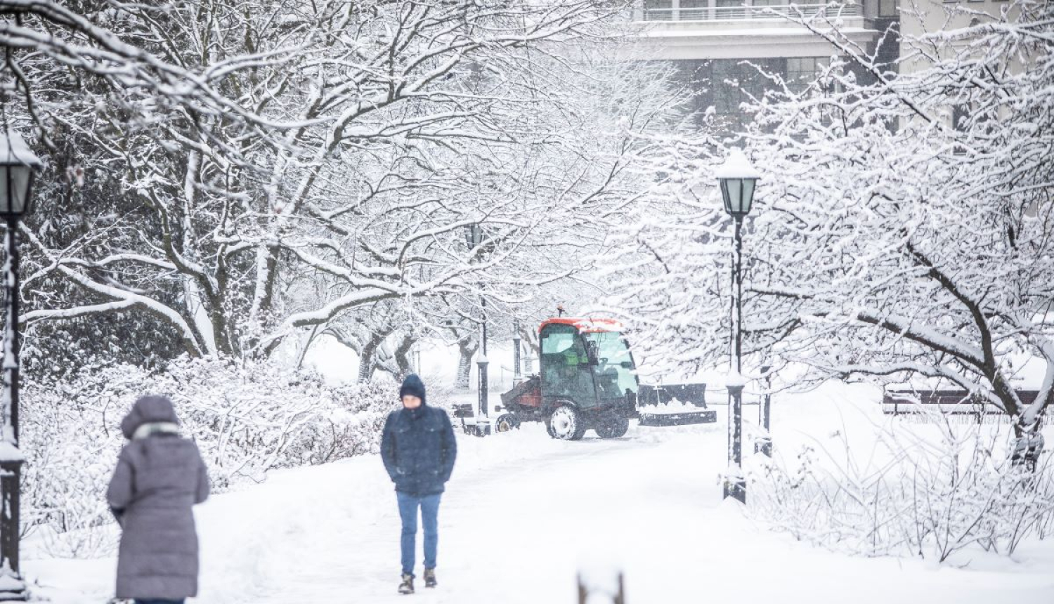 Traktors tīra sniegu