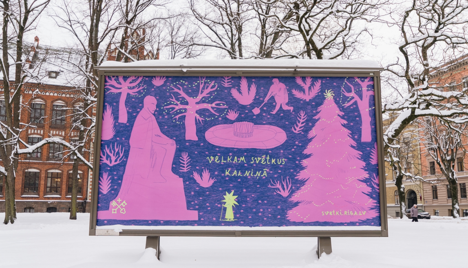 Ziemassvētlku vizuālais noformējums pilsēt vidē Saules meita un Rainis