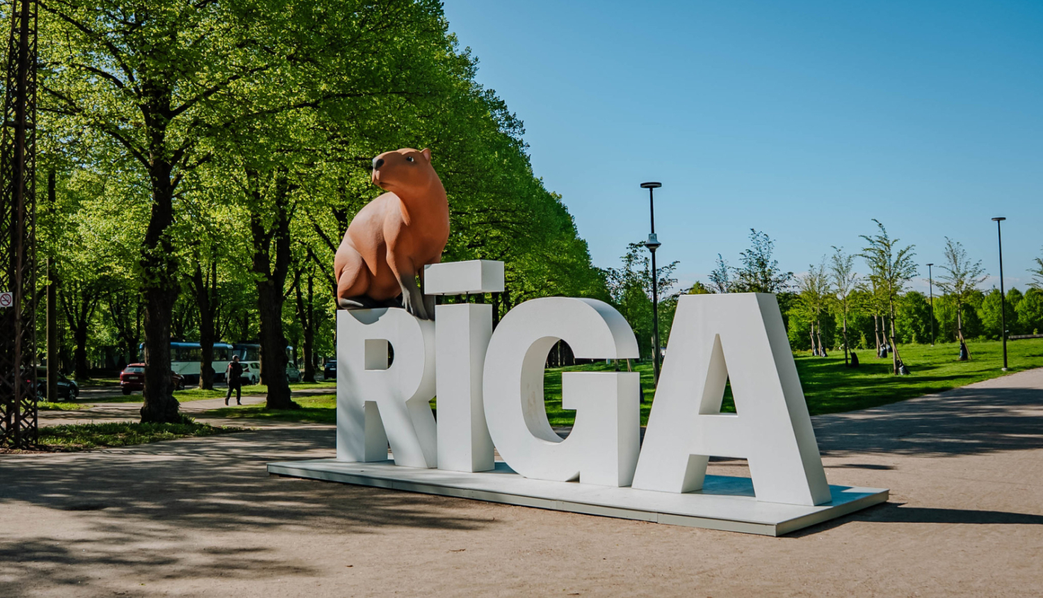 Straumes kapibara uz Rīgas burtiem