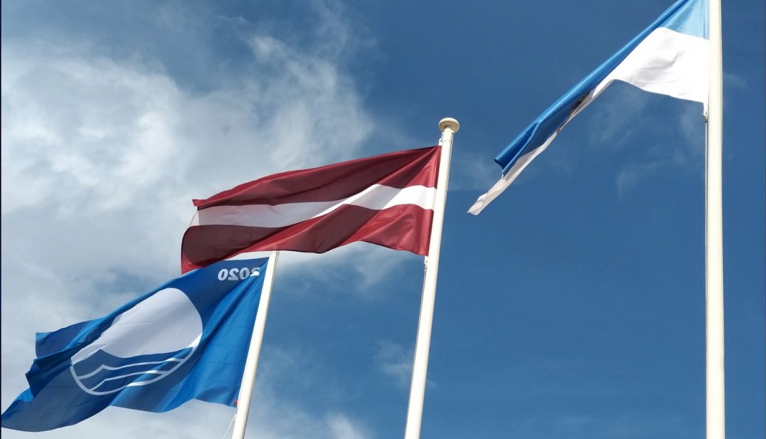 Zilais karogs, Latvijas karogs un Rīgas karogs